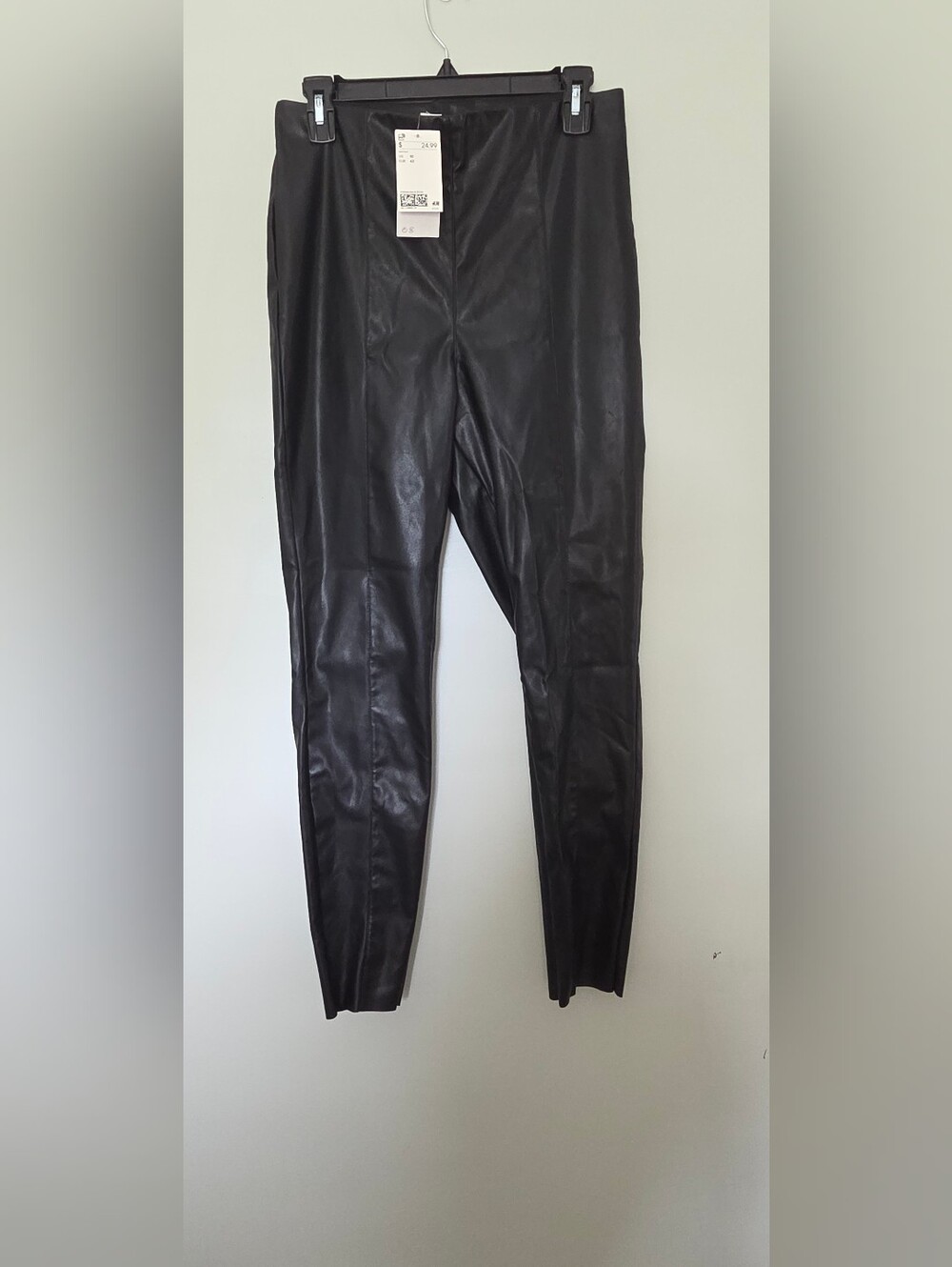 H&M Black Faux Leather High-Rise Leggings